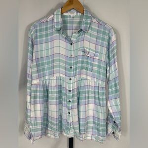 NWOT True Craft Plaid Button Up Blouse Sz Small
